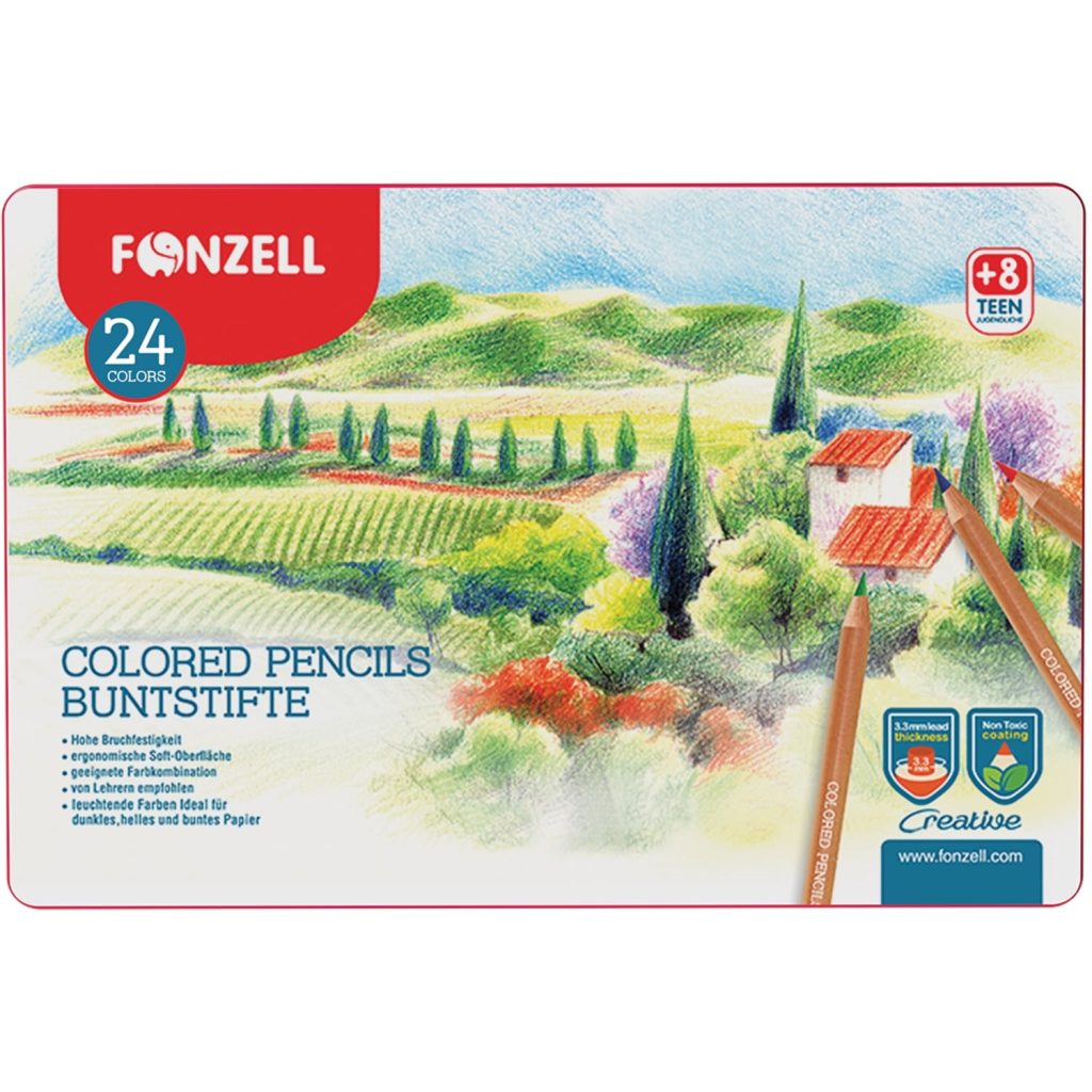 مداد رنگی 24 رنگ جعبه فلزی فونزل سری Creative