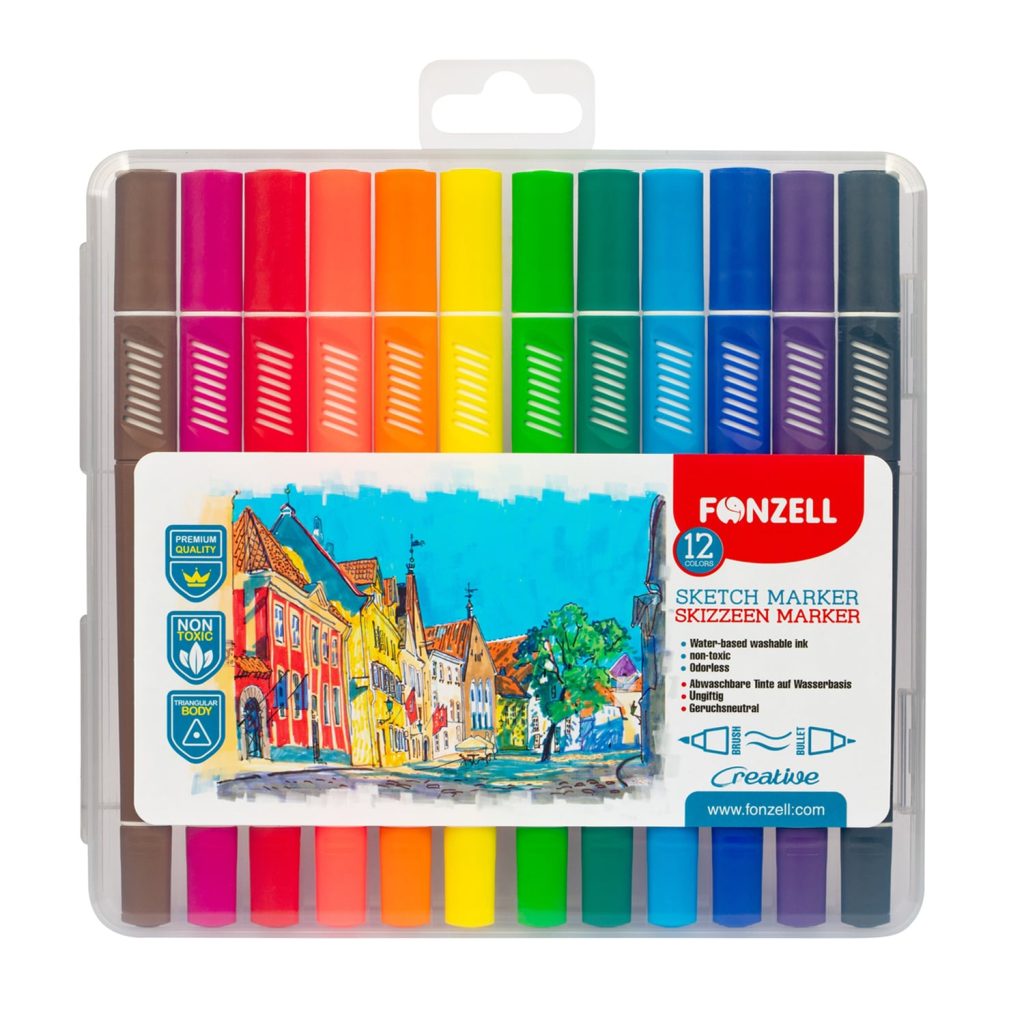 ماژیک 12 رنگ دو تیپ مخصوص اسکیس فونزل
